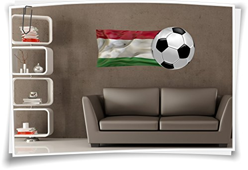 Medianlux Wandbild Ungarn Flagge Aufkleber Fahne Fußball Aufkleber Sport EM WM Pokal Ball, 120 x 68cm (BxH)