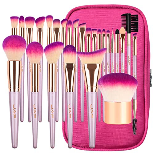 Makeup Brush Set, JAF 26pcs Vegan Cruelty Free Cute Rose Gold Professional Makeup Brushes Set Essential Cosmetic Makeup Brushes for Powder Foundation Blush Contour Concealer