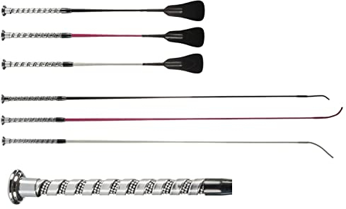 NETPROSHOP Dressurgerte, Springgerte Logan mit Kristall- und Silberakzenten Auswahl, Groesse:90 cm, Farbe:Beere