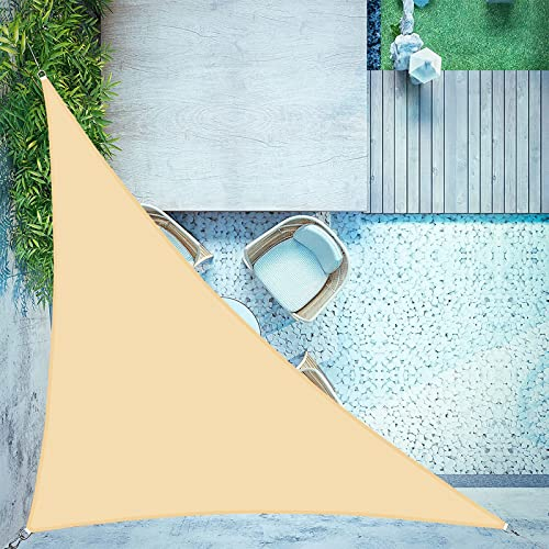 LOVE STORY Vela ombreggiante Triangolare 3x3x4.25m Impermeabile Tenda a Vela Sabbia Tenda da sole per esterno,PES Poliéster Protezione UV al 95% per Esterno,Giardino,Terrazzo,Balcone,Patio