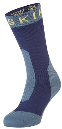 SealSkinz Unisex Extrem Kaltes Wasser Wasserdichte Socken – Mittellang, Blau/Gelb, L, 11100067007, Navy Blue / Yellow