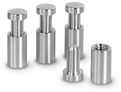 Precisiongeek Entretoises 12mm L-20mm Boulons pour verre/acrylique support de fixation murale de plaques percées en aluminium Plateau support publicitaire Lot de 4