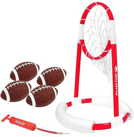 GoSports Juego de fútbol Flotante para Piscina Splash Pass, Incluye aro, 4 Pelotas de fútbol y Bomba