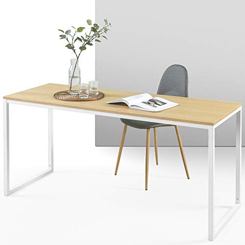 Zinus Jennifer Tisch 160x61x74 cm - Moderner Studiotisch aus Metall und Holz - Computerschreibtisch - Braun und Weiß