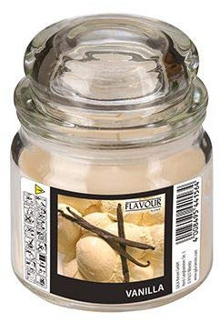 GALA Flavour by Bonbonglas mit Wachsfüllung, Maxi Ø 90 mm, 120 mm Creme - Vanilla 96962 Duftkerzen mit Deckel Design-Kerzen, 4 Stück