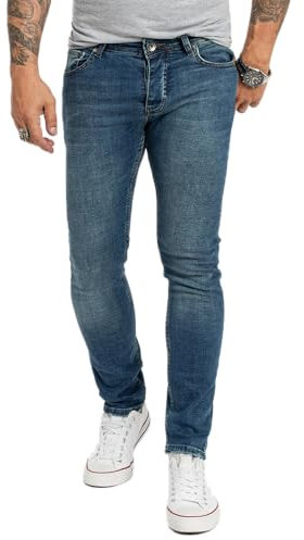 Rock Creek Designer Herren Jeans Hose Stretch Jeanshose Basic Slim Fit Jeans Hosen Denim Used Look Destroyed Herrenhose Elegant RC-2164 Blau W38 L30