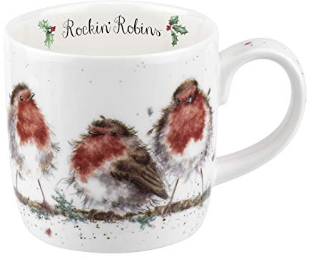 Portmeirion Wrendale Designs 'Rockin Robins' 0.3L Bone China Christmas Mug