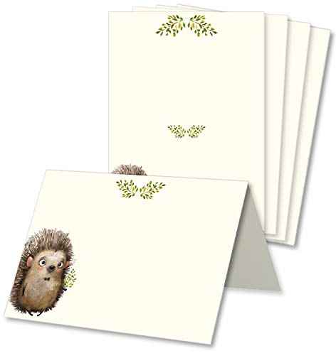 Glüxx Agent 100 Tischkarten Geburtstag - Naturpapier Motiv Igel - Platzkarten DIN A7 7,4 x 10,5 cm blanko bedruckbar zum Beschriften – Namenskarten, Tischreservierung für Konfirmation Taufe