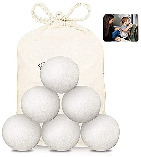 MEEQIAO 6PCS Wool Dryer Balls - Durable Dryers Balls for Tumble Dryers - Natural Fabric Softener - 100% New Zealand Sheep's Wool - Handcrafted