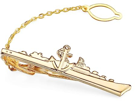 Owenqian Krawattenklammer Geschenk, Dekoration Accessoires Schiff Bart Helm Gitarre Krawattenklammer Modestil Gold silbrig und schwarz Herren Business Krawattennadel