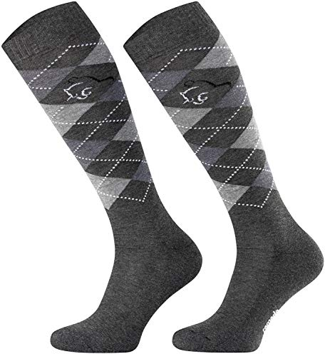 TODO Comodo Karierte Reitsocken STPDJ | Reitstrümpfe Reiter Kniestrümpfe | Baumwolle Socken Damen Herren Kinder (STPDJ - RS24, 35-38)