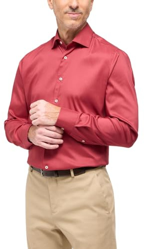 ETERNA Slim Fit Hemd Langarm New Kent Stretch Ziegelrot Größe 41
