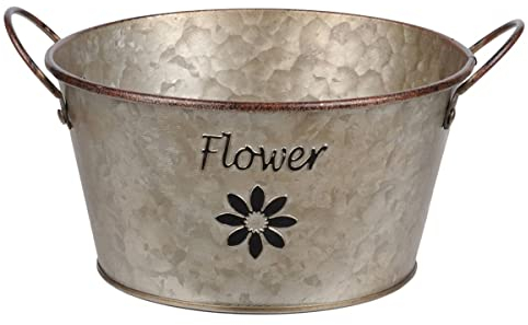 Cache Pot de Fleurs Flower en Métal Aspect Zinc 9 cm