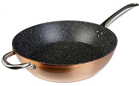 WECOOK! Professional Sartén Honda Aluminio Forjado 32 cm, Inducción, Antiadherente Ecológico sin PFOA, 2,8 mm Espesor, Mango Acero Inox., Color Cobre, Apta Todas Cocinas, Vitrocerámica, Gas, Horno