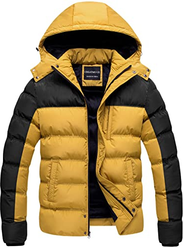CREATMO US Herren Puffer Jacke Wasserdicht Winter Parka Jacke Warm Dicker Skimantel