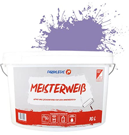 Farbklecks24 Meisterweiß Color, Wandfarbe Lila 2-3 (10L),(versch. Farben),hohe Deckkraft