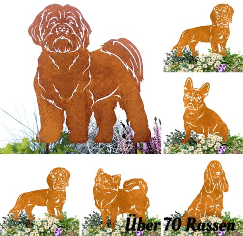 Terma Stahldesign Edelrost Hund Verschiedene Rassen, Handmade Germany, tolle gartendeko aus Rost-Metall, deko rostoptik, Rostfiguren Tiere, rostfiguren Garten, Rostdeko (Shih Tzu)