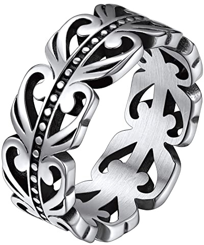 FaithHeart Silber Siegelring Fingerring 8mm breit Bandring Triquetra Rattan keltischer Knoten Ring für Damen Mädchen