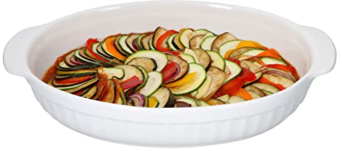 MamboCat Auflaufform mit Griffen oval weiß I Pasta Servierschale feuerfeste Ofenform Lasagne I Brotbackform 1,8l Keramik Bräter backofengeeignet I Antipastischale I Ofen Kasserolle Cazuela 36 cm