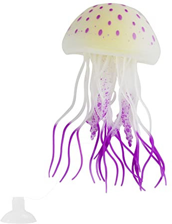 WishLotus Aquarium Quallen Dekoration, Weiches Silikon Glühende Aquarium Dekorationen Fluoreszierende Quallen mit Saugnapf Neue Verbesserte Simulation Aquarium Dekor für Verschiedene Aquarien (A,