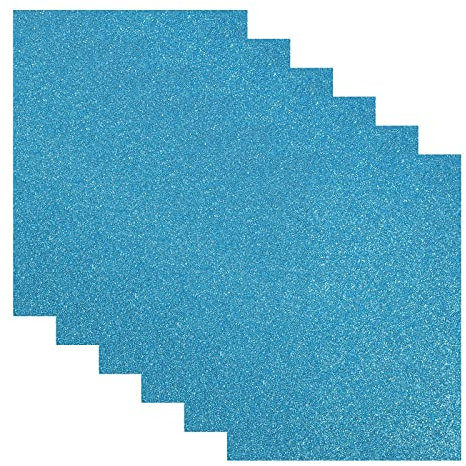 sourcing map Glitter Heat Transfer Vinyl Iron On Vinyl Light Blue 12 x10 for DIY T-Shirt, Bag, Shoes, Hat, Uniform, Pillow Pack of 6