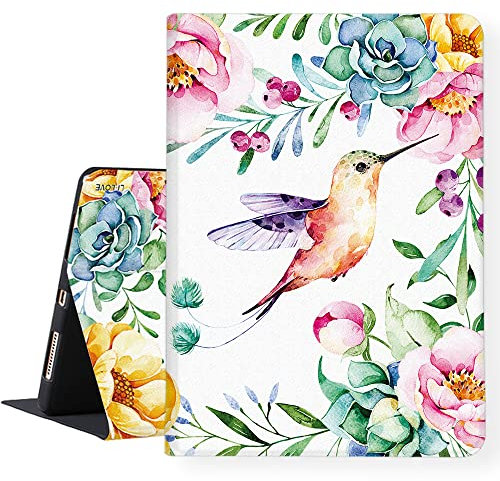 LI-LOVE Étui intelligent pour iPad A16 11 2025 (11e génération), iPad 10e génération 11 2022, en TPU souple, motif colibri fleur, angles réglables, réveil automatique, mise en veille