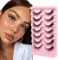 Oreola Ciglia Finte Ciglia Cat Eye Testurizzate con Fascia Trasparente Ciglia Finte Visone Ciglia Ciuffi Soffici Potenziate Naturali 7 Paia