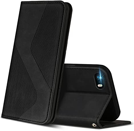 ZONNAVI Hülle für iPhone 5 / iPhone 5s, PU Leder Handyhülle mit Kartenfächer und Standfunktion, Lederhülle Flip Wallet Case Schutzhülle für iPhone 5 / iPhone 5s (Schwarz)