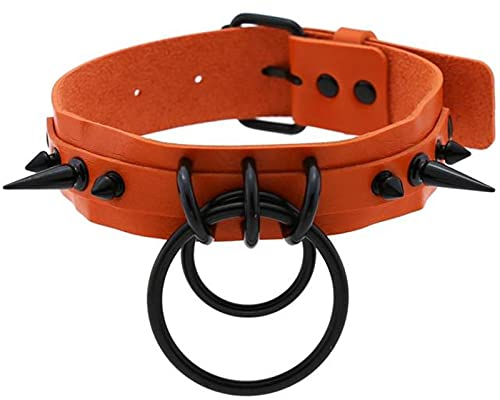 mingxinshangdian Halsreif für Damen und Herren, Gothic-Stil, Leder, Schwarz