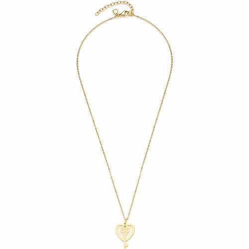 JEWELS BY LEONARDO Halskette Ciao Jetta • Anker-Kette aus goldfarbenem Edelstahl • doppel Anhänger aus Herz und Schlüssel • 45-50 cm Länge • Schmuck Geschenk zum Jahrestag • 023306