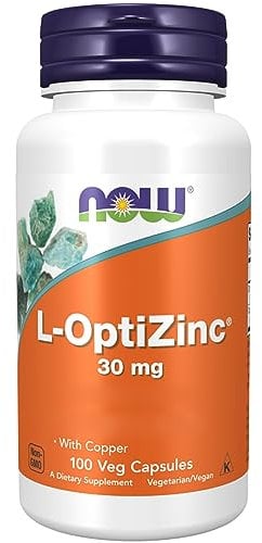 Now Foods, L-OptiZinc, 30mg Zinc and 0.3mg Copper, Depot, High Dose, 1 Capsule Every 2 Days, 100 Vegan Capsules, Gluten Free, Soy Free, Non-GMO, Vegetarian