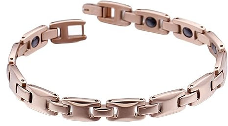 Homxi Bracciali Uomo Oro Rosa,Bracciale in Acciaio Inossidabile Uomo Catena 8mm Bracciali Uomo 19.5 CM