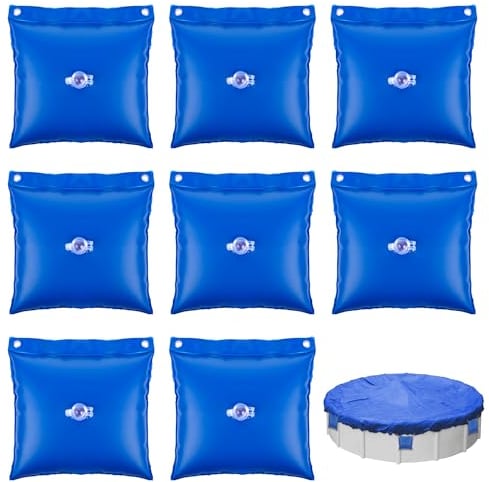 Pool Wall Bags, 11.8x11.4 Pool Cover Weights Pool Cover Hanging Bags Pool Water Bags Heavy Duty Pool Sand Bags for Swimming Pool Above Ground Pool Winter Pool Closing Winterizing Pillow (8pcs)