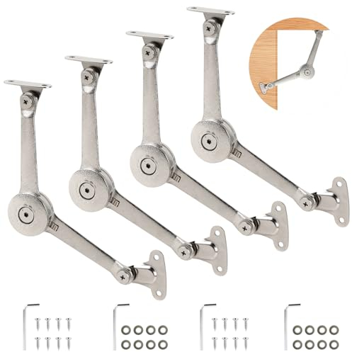LALAGO 4 bisagras de soporte para tapa, soporte de 180°, herraje de solapa, bisagra plegable con tornillos y llave Allen para puerta de cocina, armario
