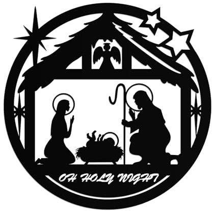 Metall Weihnachtskrippe Wanddekoration, 30cm Krippenfiguren Silhouette Kunst, Weihnachtskrippe Figuren Wandkunst Wanddeko, Metall-Wandschild, Dekoration für Zuhause Schlafzimmer Wohnzimmer Küche