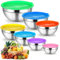 Cinnani 7 Lot de Saladier Bol Inox, Bols Mélangeurs, Bols de Service, Bol Cuisine Multifonctionnel avec Coloré Couvercle