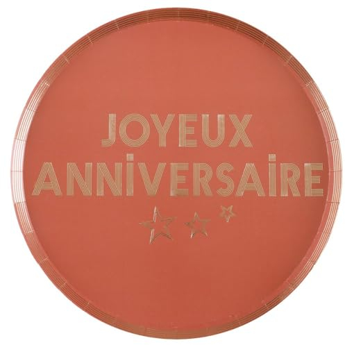 SANTEX 7983-112, Paquet de 10 Assiettes anniversaire Star d'un jour, Terracoota