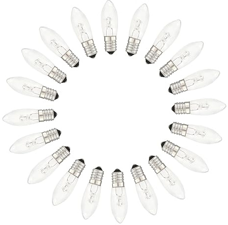 MeetUs 20 Stück Spitzkerze E10 3W 2700K Ersatzbirnen Glühbirnen Topkerze für Lichterkette und Schwippbögen,Warmweiss (8V)