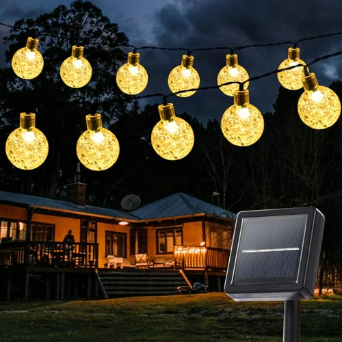 Goodia Solar Lichterkette Aussen 8M 60 Led solar weihnachtsbeleuchtung außen 8 Modi Lichterkette Aussen Solar Wasserfest IP65 für Garten, Terrasse, Balkon, Hochzeit, Partys, Weihnachtsbäumen