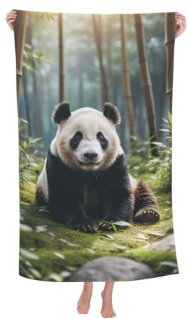KARFPP Mikrofaser-Handtuch mit Panda-Motiv, schnell trocknend, Strandtuch, Badetuch, super saugfähige Handtücher für Badezimmer, Schwimmen