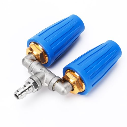 Dual Turbo Nozzle Pressure Washer, 360° Rotating Turbo Nozzle For Power Washer with 1/4 Quick Connector, 2.5 Orifice Twin Turbo Nozzle, 4-6 GPM, 4000 PSI Max(Blue)