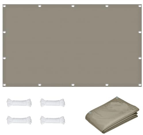 Voile D'Ombrage 1.8 x 5 m Intempéries Hydrofuge Anti-Déchirure Toile Ombrage Rectangulaire Imperméable avec Le Kit de Fixation pour Couverture Serre Patio Plante, Taupe