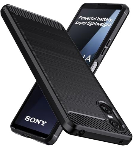 Natbok fur Sony Xperia 10 VI Hulle, Weiches TPU Stoßdämpfung HandyHulle fur Sony Xperia 10 VI Case, Kohlefaser Design Dünne SchutzHulle, Anti-Rutsch, Kratzfeste Sony Xperia 10 VI Hulle,Schwarz