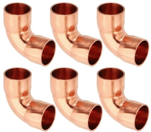 PATIKIL Raccordo in Rame a Gomito da 12mm Id e 0.8mm Spessore, 6pz Raccordo per Tubo in Rame Puro 99,9% Raccordo per Tubo a Raggio Corto con Connessione a Saldare per Hvac