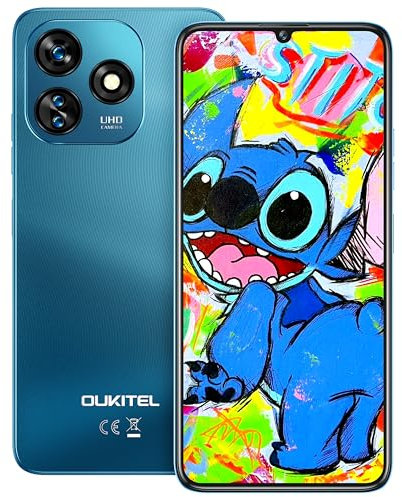 OUKITEL C51 Movil Android 14-18GB RAM + 128GB ROM/SD 1TB, 6.8 Pantalla HD+ 90Hz Telefonos Moviles Libres, Batería 5150mAh, Cámara 13MP Mobile Phone, 4G Dual SIM, Face ID/Fingerprint/OTG, Azul