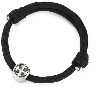 SIPURIS Jerusalem-Kreuz-Armband, Seil, Kreuz, verstellbarer Seil-Armreif, handgefertigtes Armband, Paracord-Armband, Schmuck für Herren, 10.2*10.9mm(0.4*0.43in), Edelstahl, Kein Edelstein