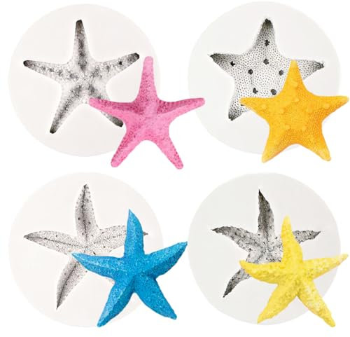 4 stampi in silicone a forma di stella marina per torte, fondente, stelle marine, decorazioni per torte fai da te, cioccolato, caramelle, argilla polimerica, progetti artigianali