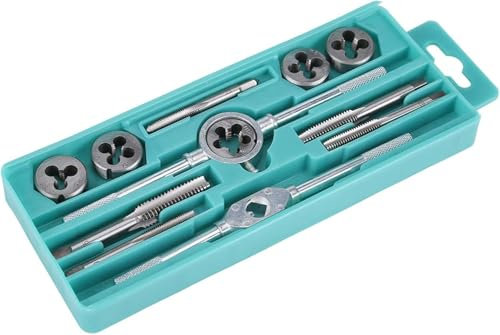 Set Kit Filiera 12 Pezzi in Cassetta Filiere Maschi e Femmine Filettatura Filettatori Metriche Inserti per Filettatura in Acciaio M6 M7 M8 M10 M12