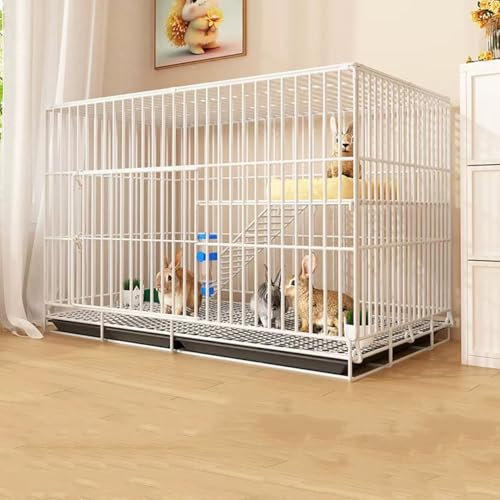 FFYUTING 2-stöckiger Kaninchenstall für den Innenbereich, Hasenkäfig mit herausziehbarer Ablage zur einfachen Reinigung, Meerschweinchenkäfig, Kleintierhaus für Frettchen, Chinchillas, Igel
