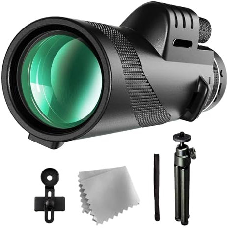 Monoculaire haute performance - 80 x 100 monoculaire puissant et léger - Télescope d'observation des oiseaux pour adaptateur | Smartphone, prismes et lentilles entièrement traitées